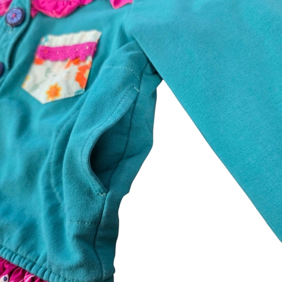 Wildflowers Be Bold Stand Up Girls Ruffle Multicolor Patchwork Jacket  - Size 8 - Picture 6 of 8